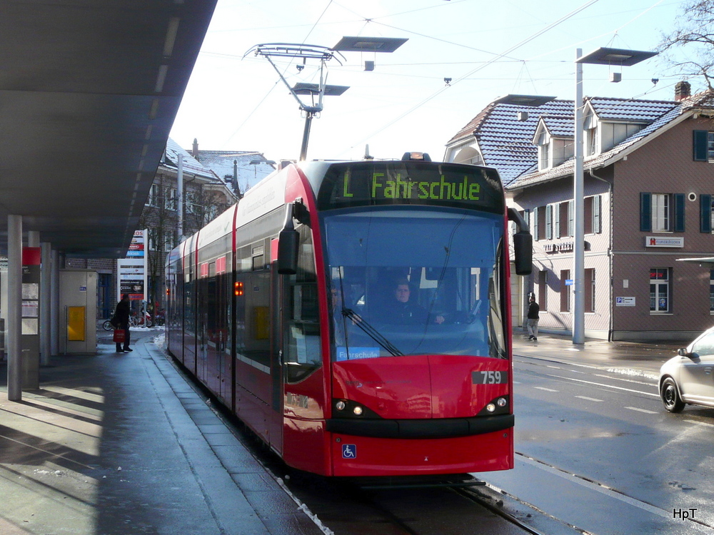 Bernmobil - Tram Be 4/6 759 unterwegs als Fahrschule in Bümpliz am 30.11.2013