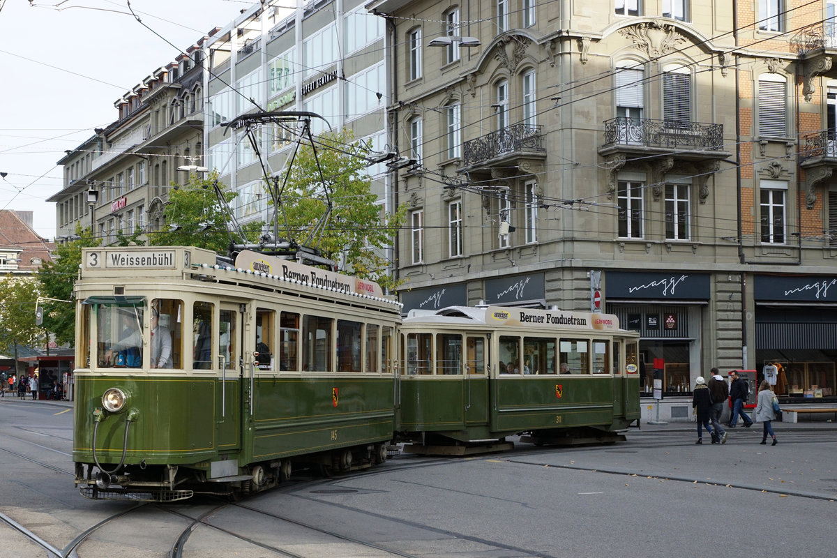 BERNMOBIL.
Mit historischen Strassenbahnen in Bern unterwegs am 20. Oktober 2019.
Foto: Walter Ruetsch