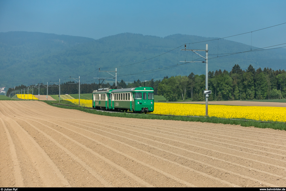 BFS-Fotofahrt auf der BAM mit Be 4/4 14 und Bt 53 am 6. Mai 2018.<br>
Zwischen Tuilerie und Mauraz.