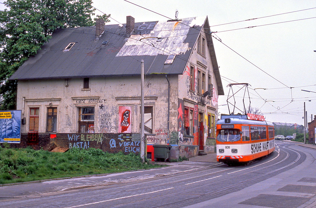 Bielefeld Tw 808, Am Güterbahnhof, 25.04.1990.