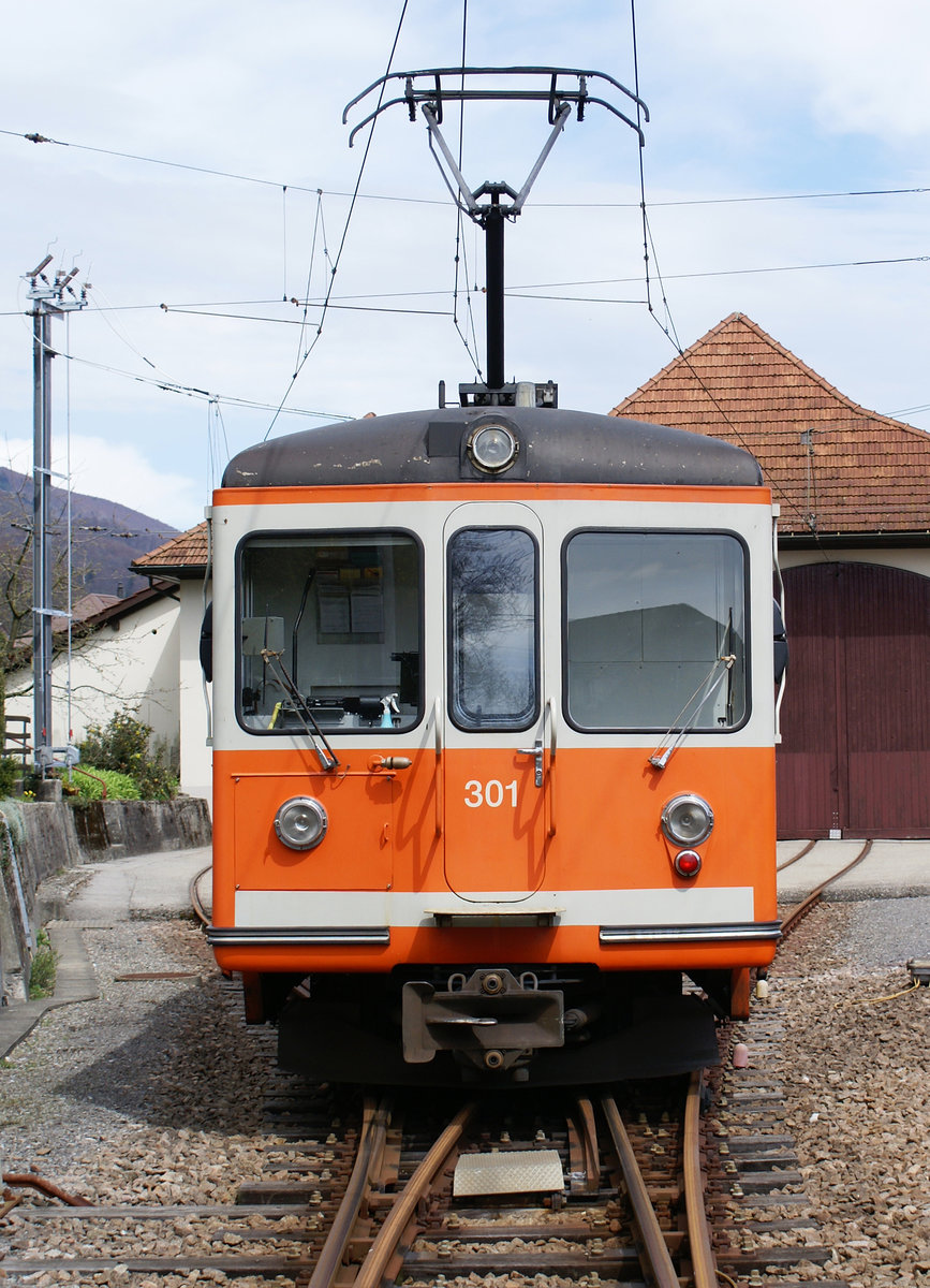BIPPERLISI.
Die in Langenthal stationierten ASm Be 4/4 Triebwagen 101-104, 107, 301-304.
Stand Juli 2008.
Be 4/4 301 ehemals SNB Be 4/4 83 in Wiedlisbach am 20. April 2008.
Übernahme durch MOB als Rangiertriebwagen.
Foto: Walter Ruetsch 
