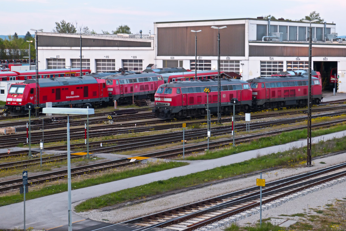 Blick auf das Bahnbetriebswerk Mühldorf am 03.05.2017
