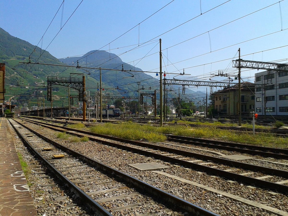 Blick auf die den Bahnhof Bolzano/Bozen am 1.9.2015