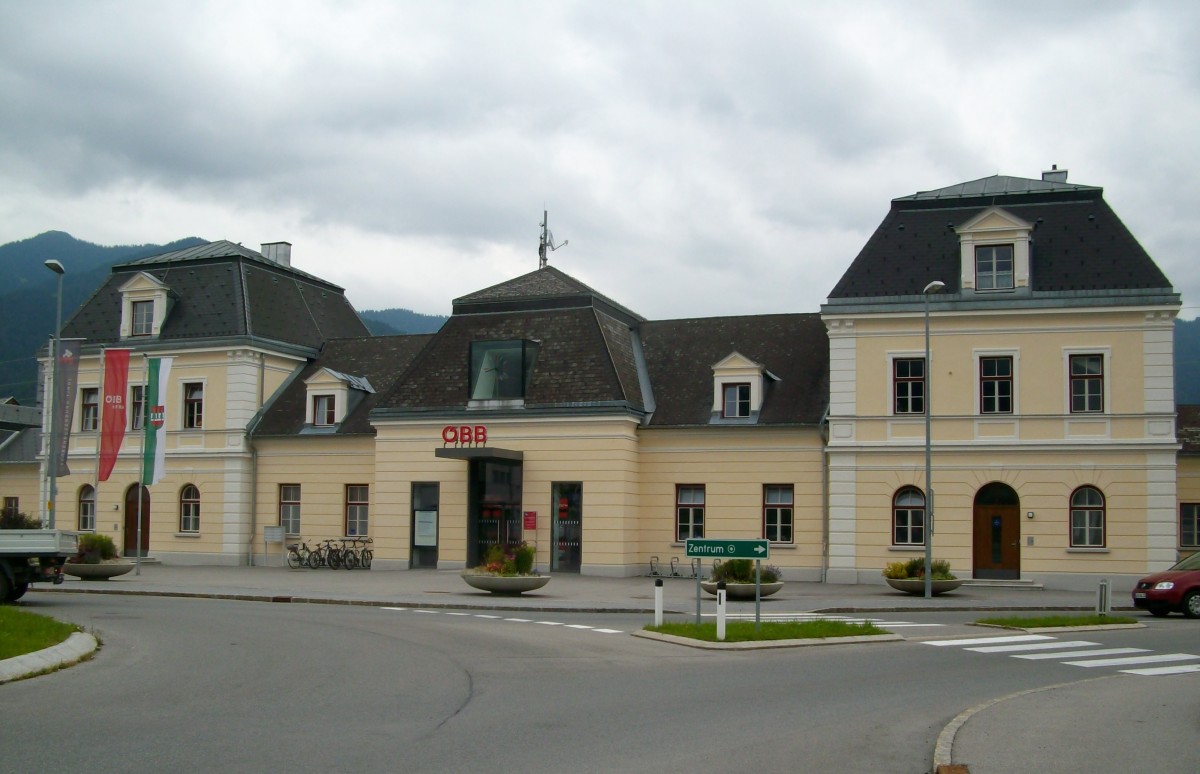 Blick auf den Bahnhof Reutte in Tirol am 26.7.2014