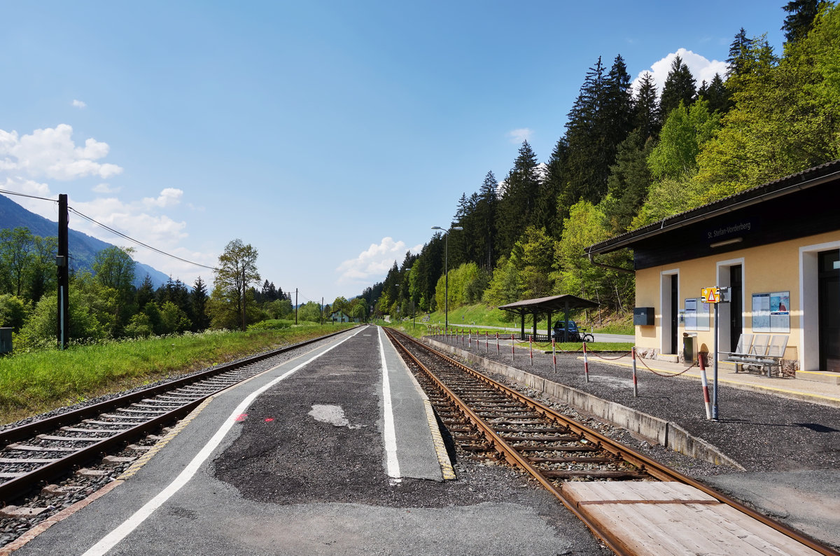 Blick auf den Bahnhof St. Stefan-Vorderberg, am 5.5.2016.