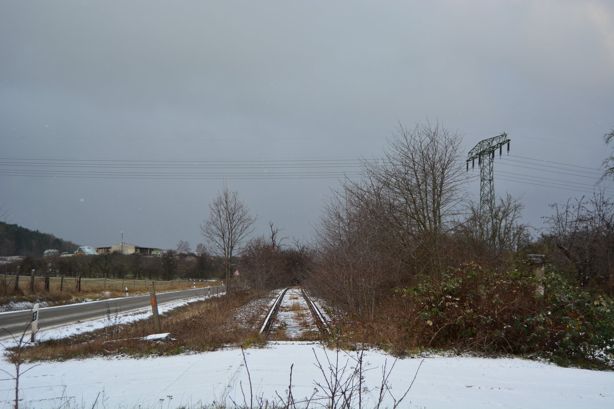 Blick auf die ehemalige Bahnstrecke Blankenburg - Quedlingburg - Thale. Der Personenverkehr wurde 1973 eingestellt. Der Güterverkehr 20Jahre später 1993.

Timmenrode 05.01.2017