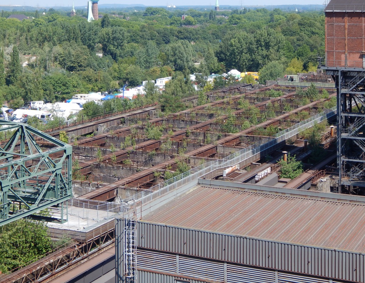 Blick auf den riesigen Kohlebunker der alten Stahlhütte.


Landschaftspark Duisburg 02.08.2015