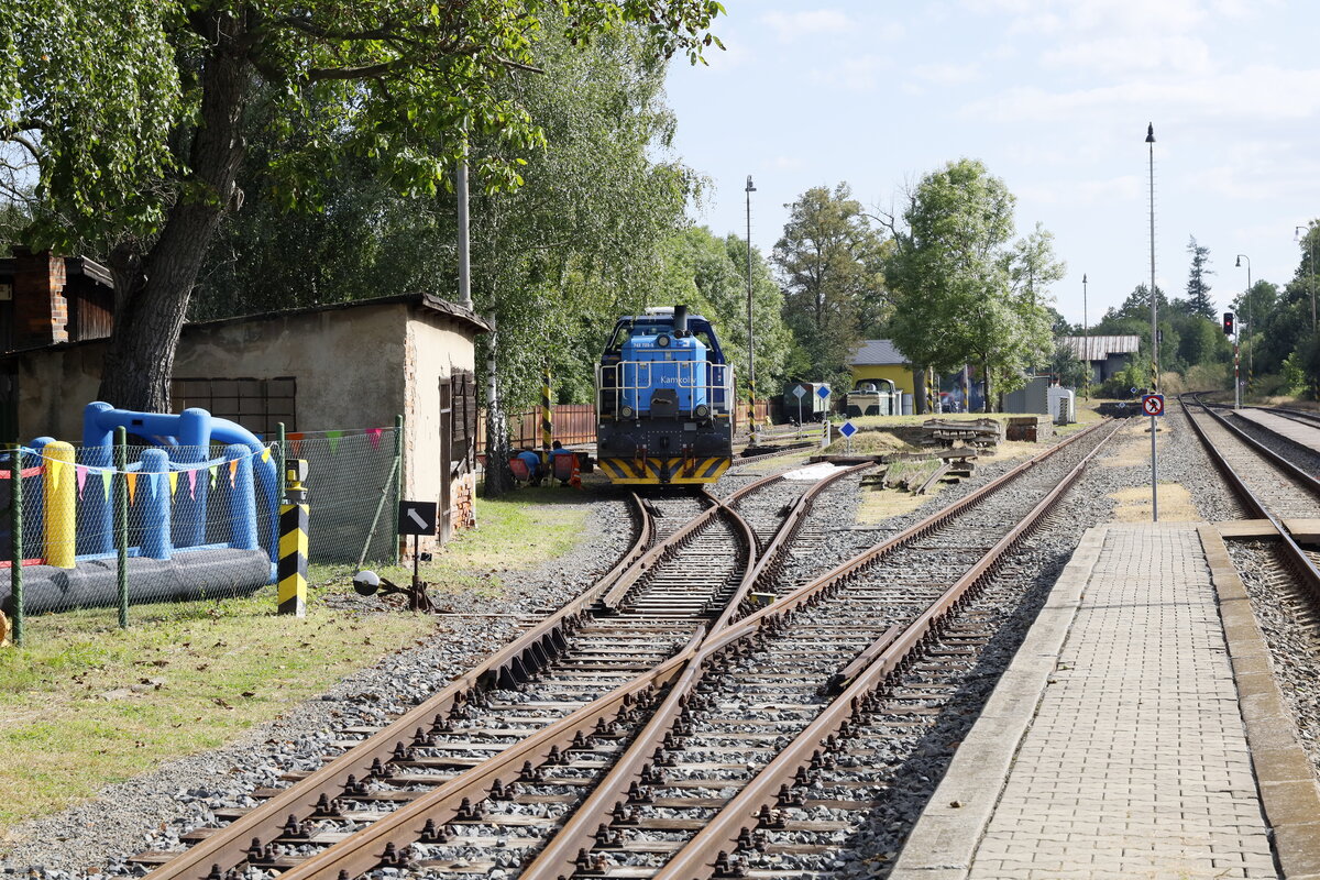 Blick auf die Rollbockgrube, verdeckt durch den   Transitor  in Třemešná ve Slezsku 
16.09.23 14:50 Uhr.