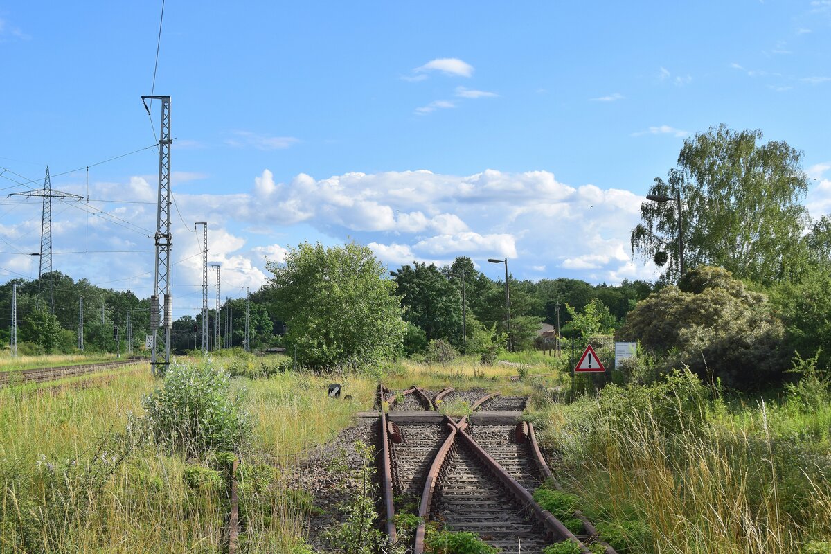 Blick auf die stillgelegten Anschlussweichen in Satzkorn.

Satzkorn 16.07.2020