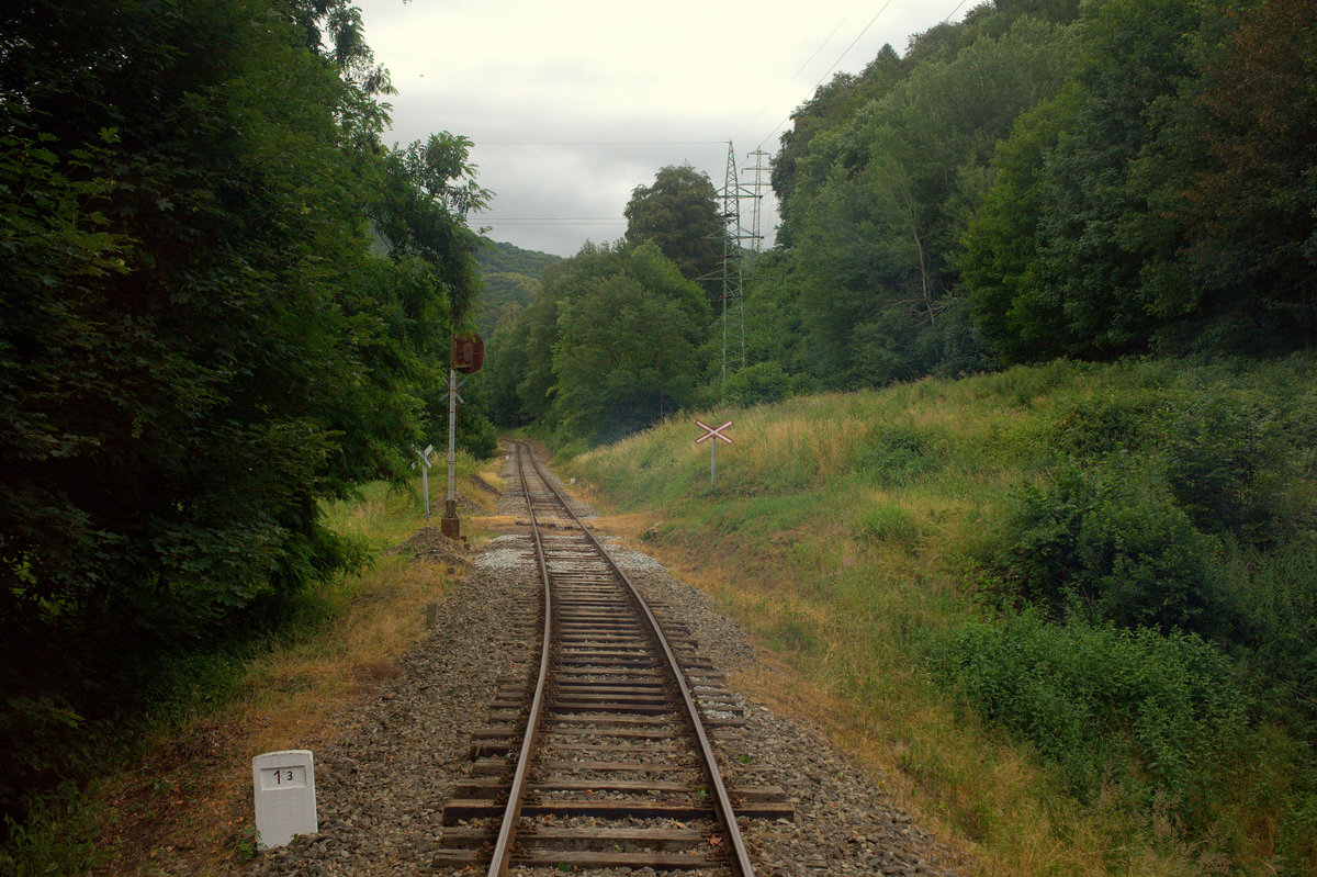 Blick auf die Strecke  der Touristikbahn T3 von Zubrnice nach Velke Breznov .
23.06.2018  15:08 Uhr.