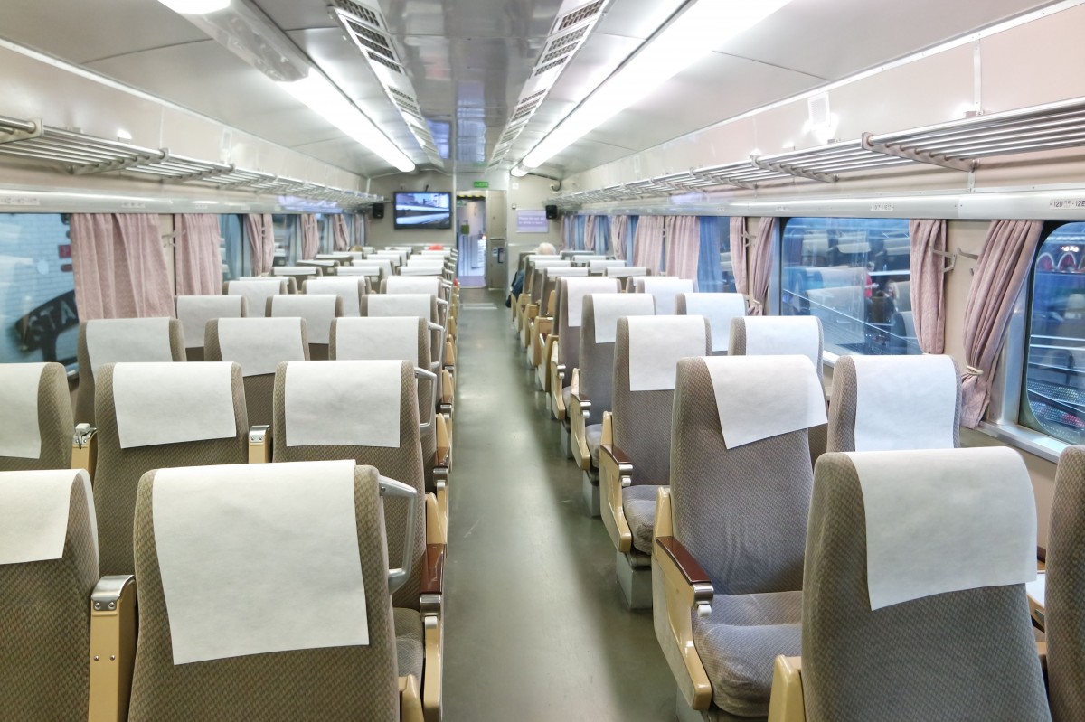 Blick ins innere des Shinkansen aus dem jahr 1976. National Railway Museum York 01.04.2015.