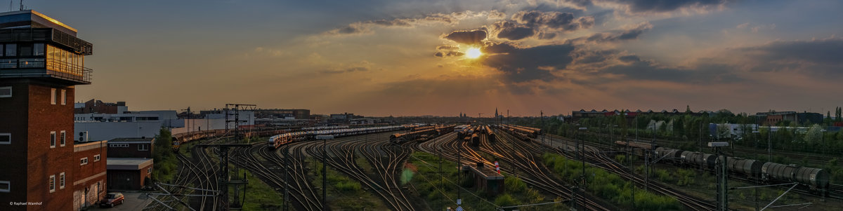 Blick von der Schellenbergbrücke auf den Güterbahnhof Osnabrück.
