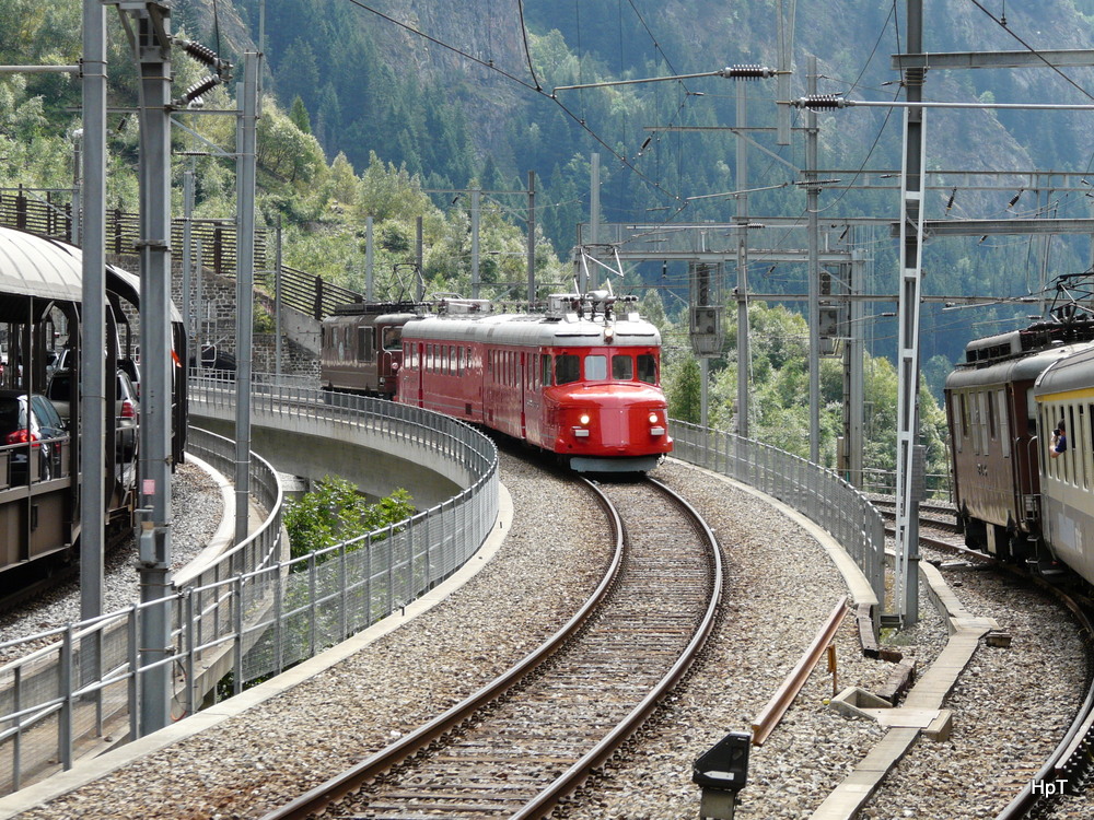 BLS - 100 Jahr Feier Sdrampenfest / SBB Triebwagen RAe 4/8 1021 im Bahnhofsareal von Goppenstein am 07.09.2013
