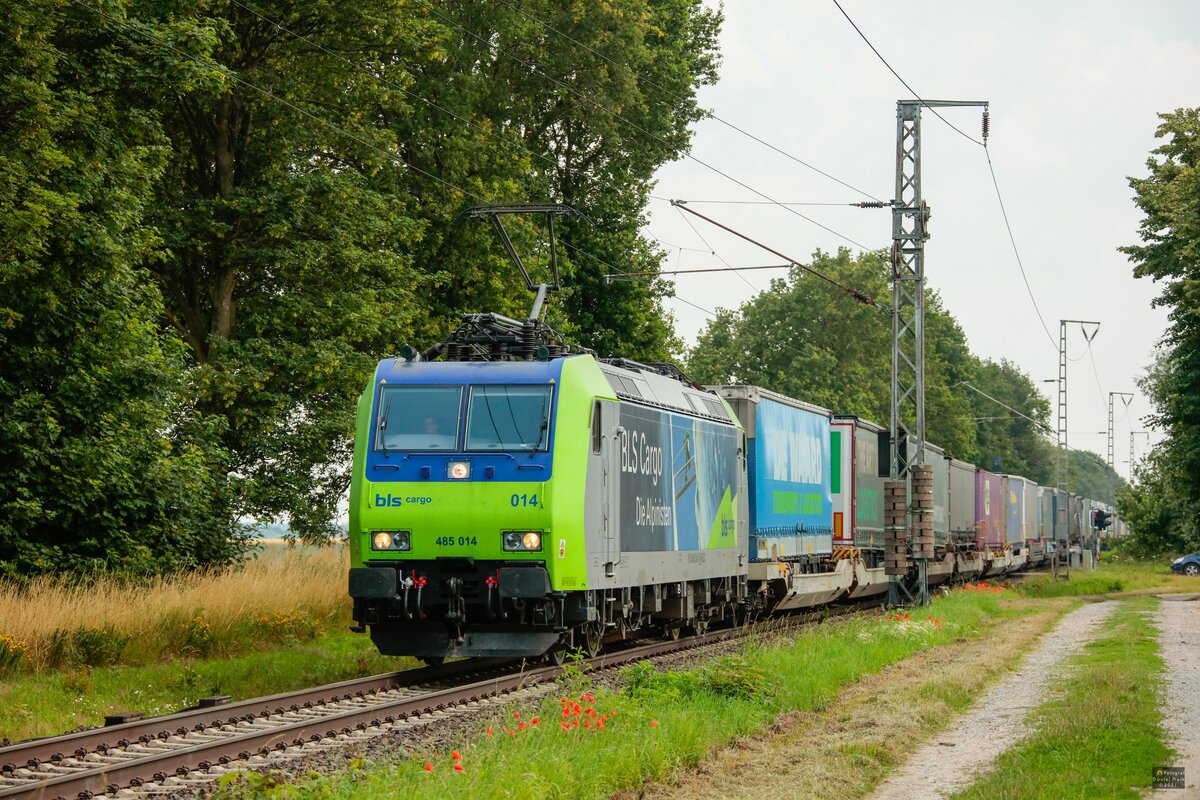 BLS 485 014 mit KLV in Boisheim, Juni 2021.