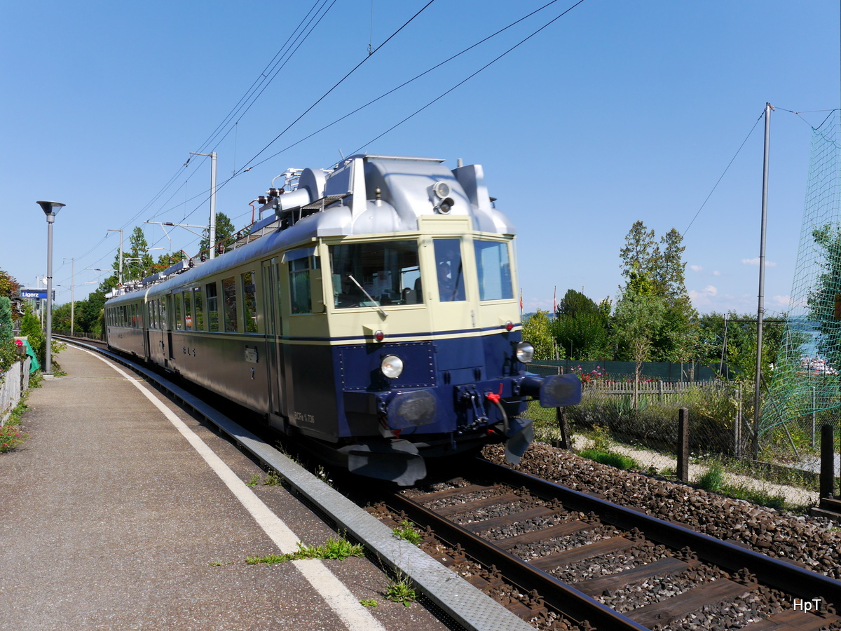 BLS Historic - Oldtimer Triebwagen BCFe 4/6 736 unterwegs auf einer Extrafahrt bei Ligerz am 23.08.2015