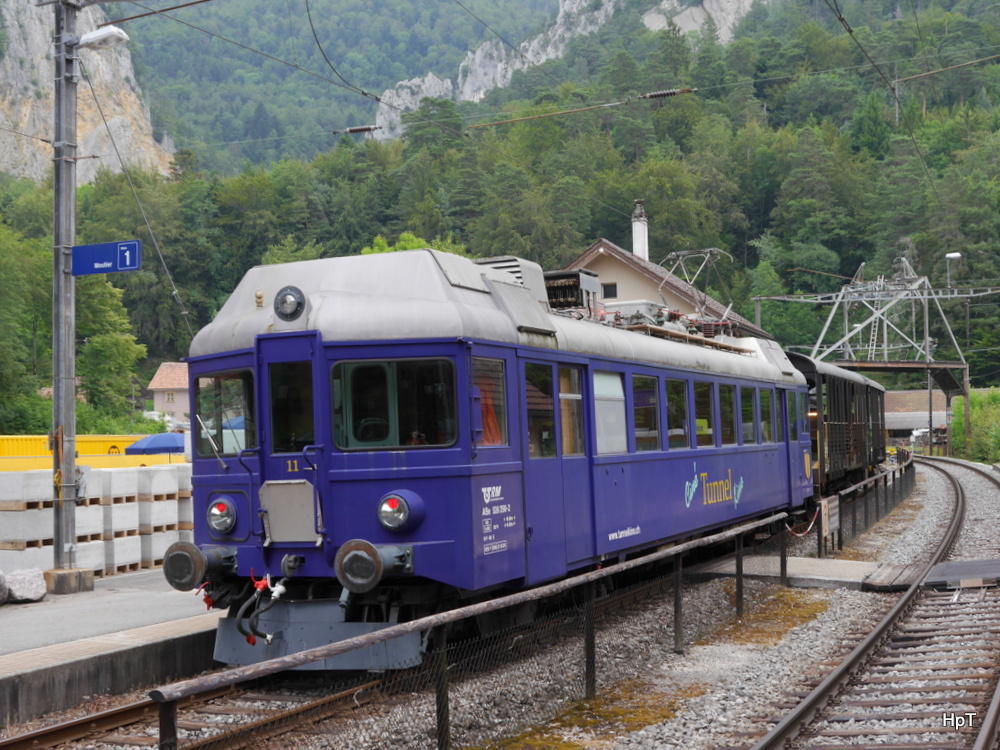 BLS /(RM) Weissenstein Tunnelkino - (ex SOB) Triebwagen ABe 4/4 526 290-2 im Bahnhof Oberdorf am 28.06.2014