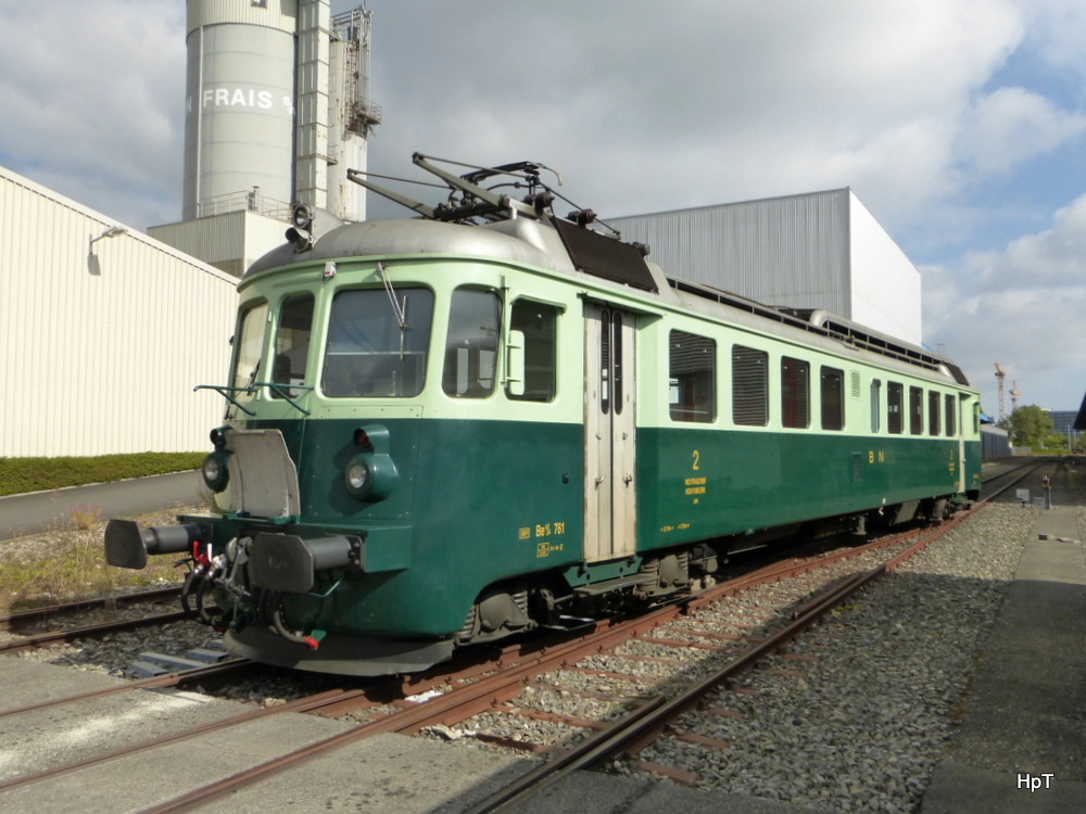 BLS - Triebwagen Be 4/4 761 im Areal der ABB Sècheron in Genf an einer Ausstellung Historischer Loks am 14.09.2014