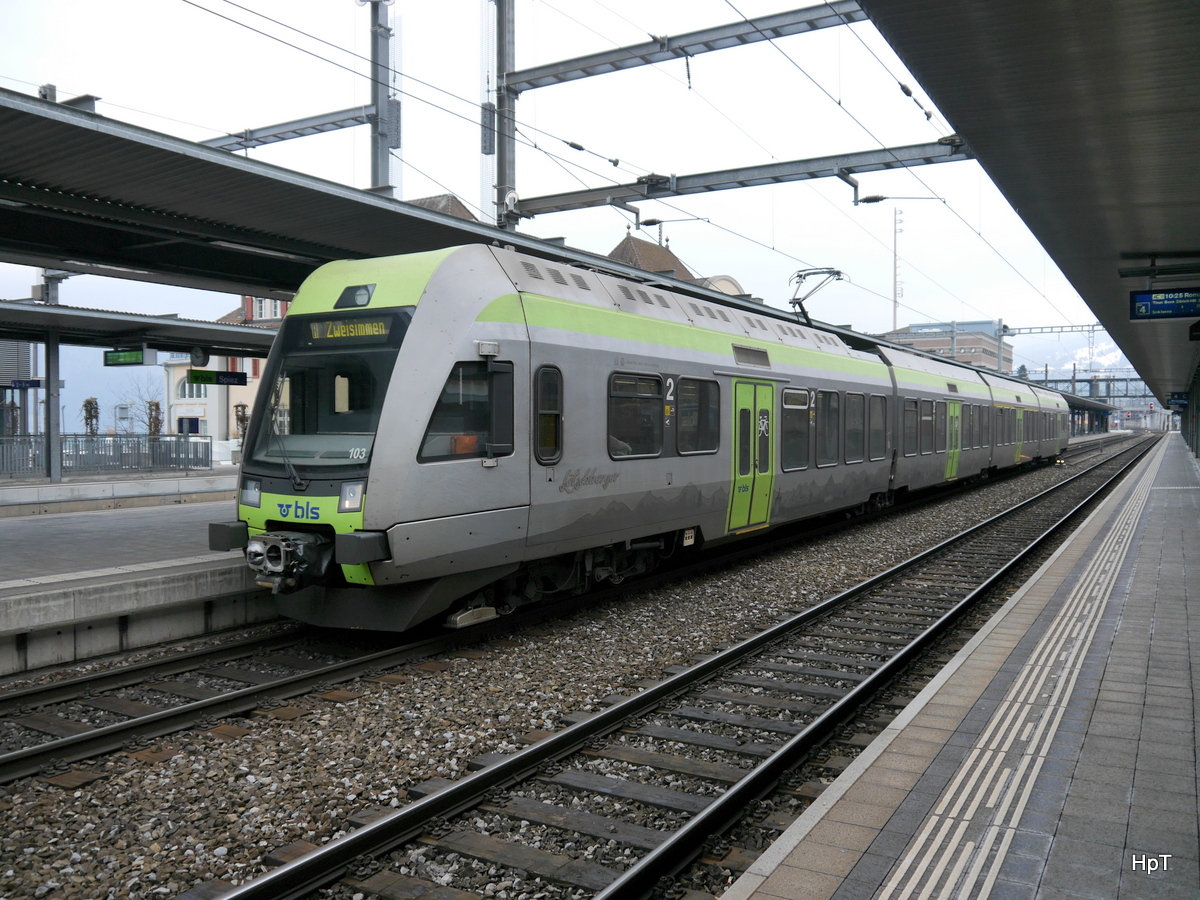 BLS - Triebzug RABe 535 103-6 im Bahnhof Spiez am 25.02.2018