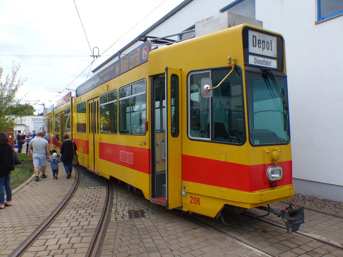 BLT 206 als Neuzugang aus Basel, am 15.09.2018 beim Waldbahnfest auf dem Betriebshof in Gotha.