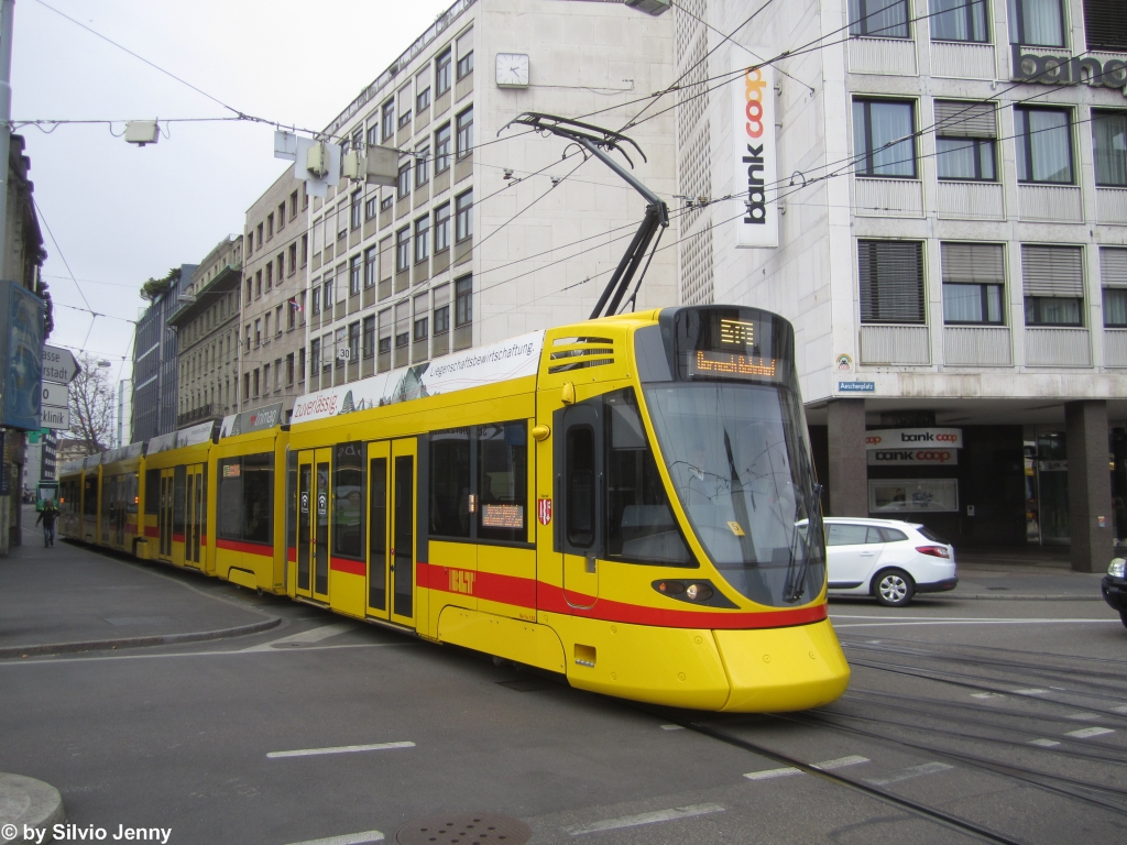 BLT Nr. 155 ''Oberwil'' (Be 6/10 ''Tango'') am 28.3.2015 in Basel, Aeschenplatz