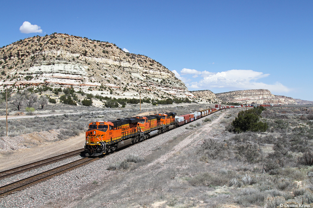 BNSF 8064 mit Containerzug am 31.03.2015 bei Lupton.