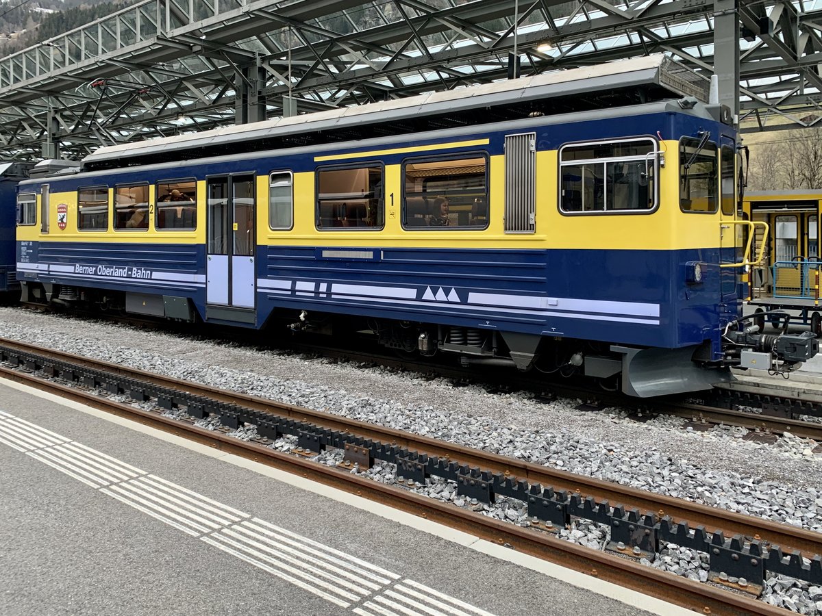 BOB ABeh 4/4 II 311  Grindelwald  am 6.3.20 im Bahnhof Lauterbrunnen.