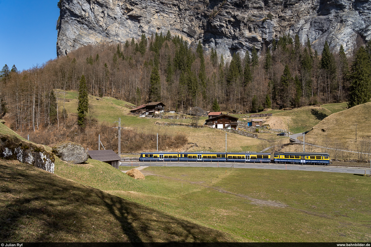 BOB ABeh 4/4 II 311 / Schmitsmatta, 26. März 2022<br>
Regio Lauterbrunnen - Interlaken Ost