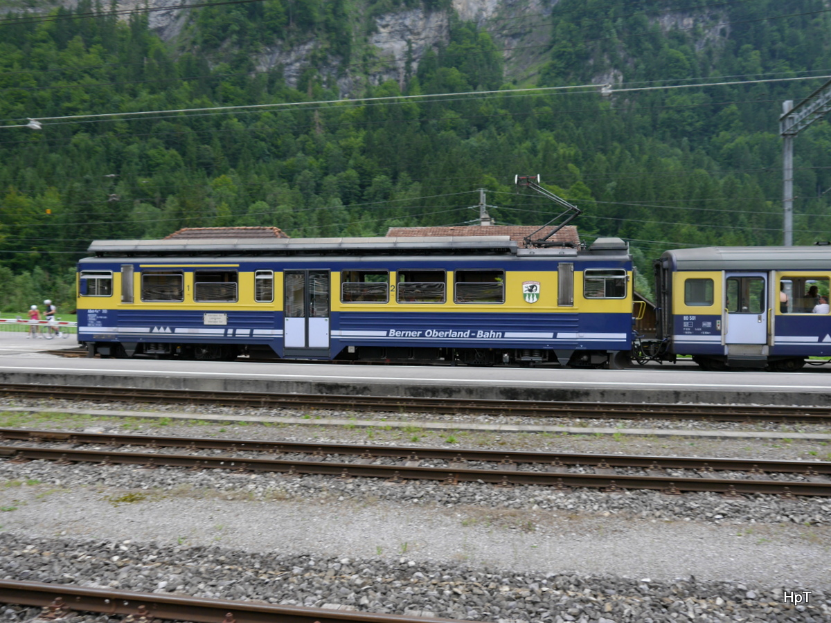 BOB - Triebwagen BDeh 4/4  313 im Bahnhof von Zweilütschiene am 04.08.2017