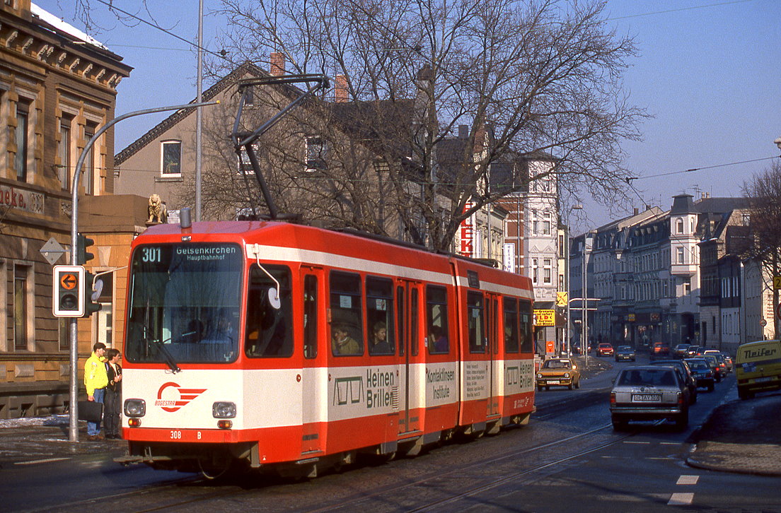 Bogestra 308, Gelsenkirchen Bismarck, 19.02.1991.
