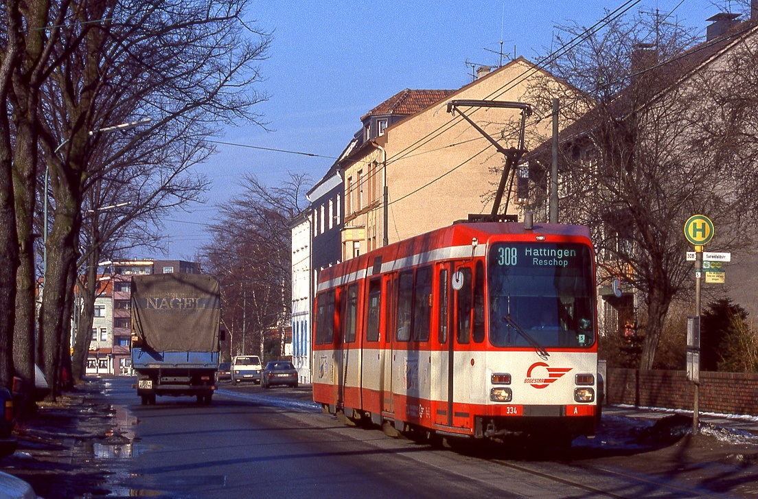 Bogestra 334, Bochum Linden, 21.02.1991.
