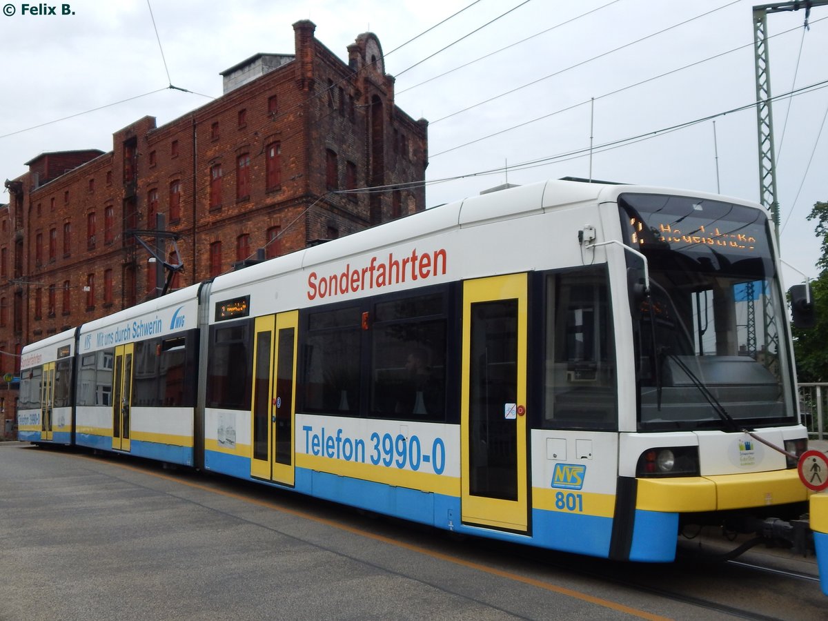 Bombardier Nr. 801 des Nahverkehr Schwerin in Schwerin am 18.08.2015
