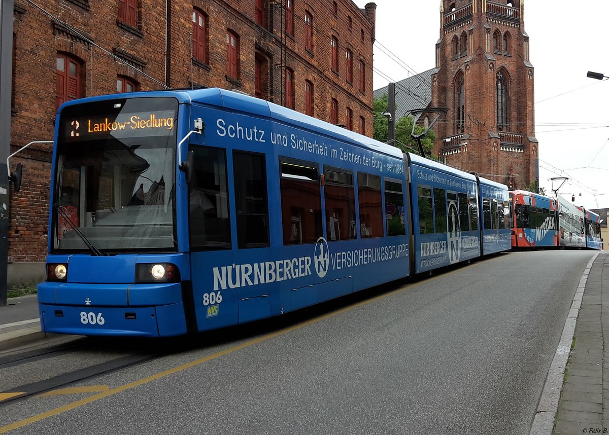 Bombardier Nr. 806 des Nahverkehr Schwerin in Schwerin am 18.08.2015