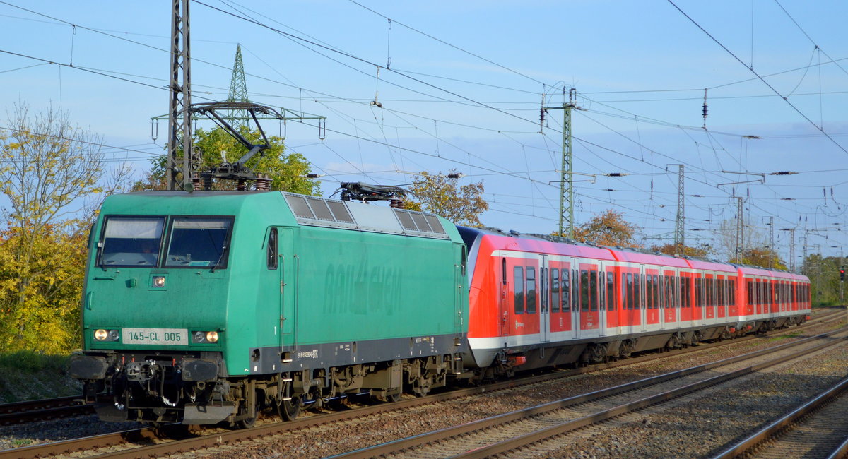 Bombardier Transportation GmbH  145-CL 005  [NVR-Nummer: 91 80 6145 096-4 D-BTK] bei einer Überführungsfahrt für die Hamburger S-Bahn mit zwei nagelneuen S-Bahn Zügen am 22.10.19 Durchfahrt Bf. Saarmund.