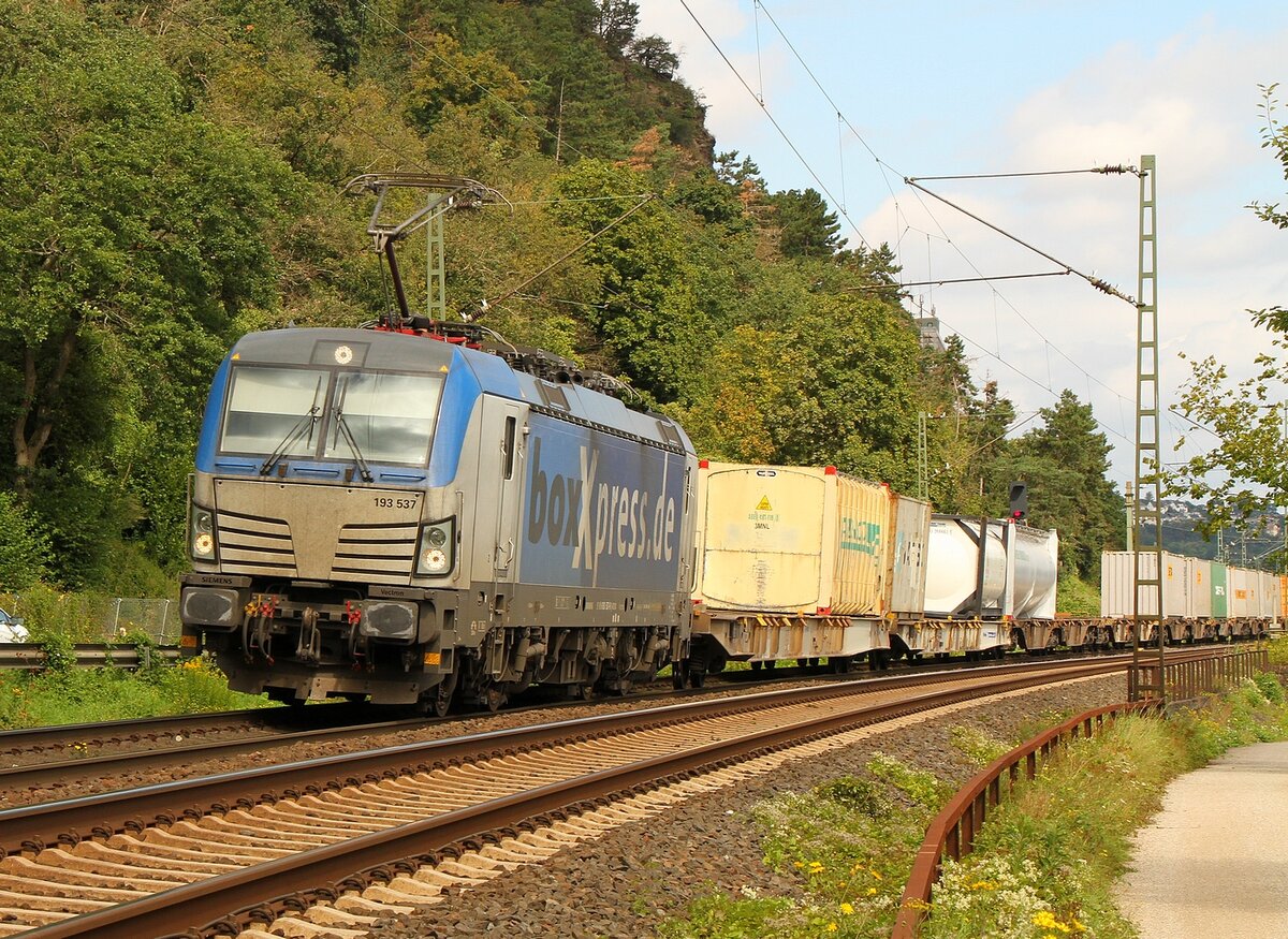 Boxxpress 193 537 am 20.08.2021 nahe Königsbach auf der linken Rheinstrecke