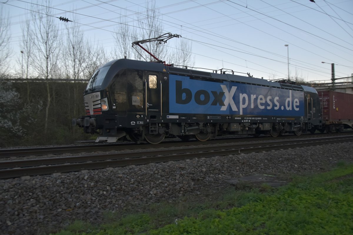 Boxxpress 193 861-2 in Lintorf gen Entenfang fahrend. 27.3.2017