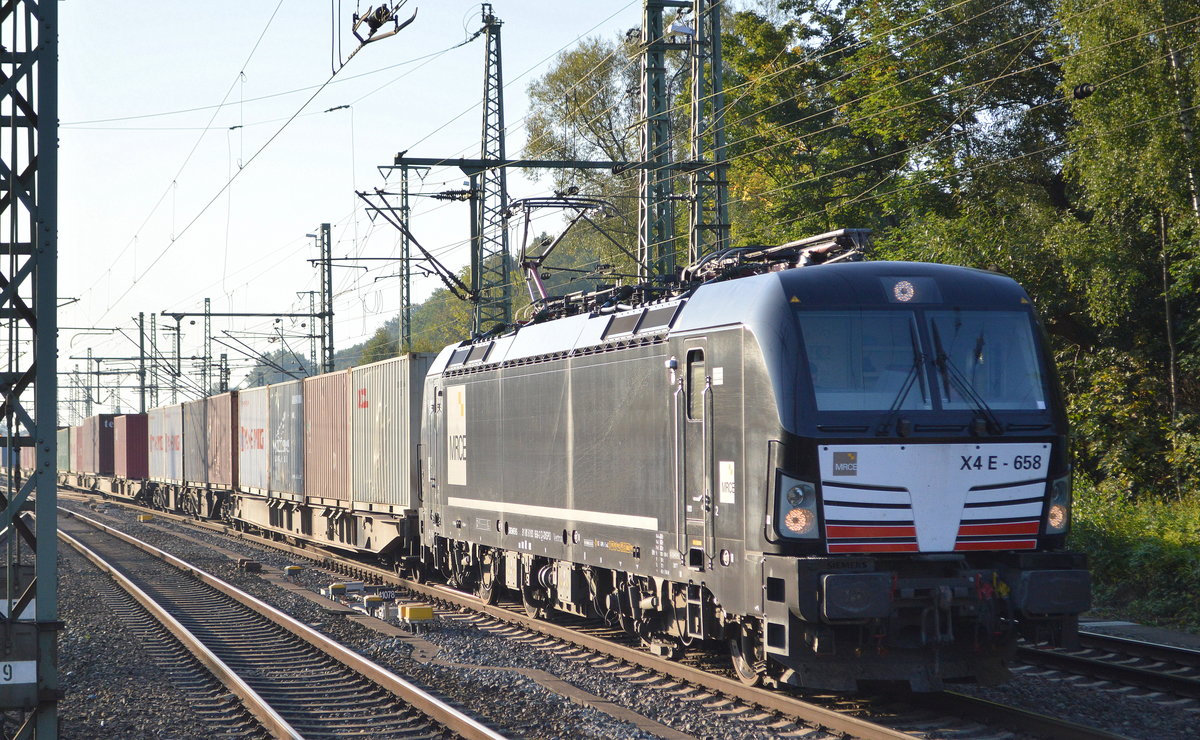 boxXpress.de GmbH, Hamburg [D] mit der MRCE Vectron  X4 E - 658  [NVR-Nummer: 91 80 6193 658-2 D-DISPO] mit Containerzug Richtung Hamburger Hafen am 22.09.20 Bf. Hamburg-Harburg. 