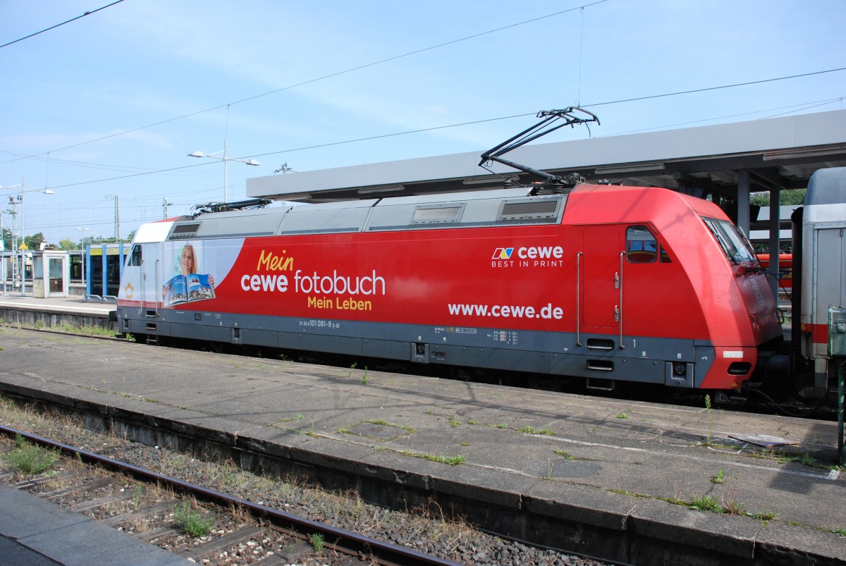 BR 101 081-8 mit CEWE-Werbung in Stuttgart Hbf. Bild vom 7.09.2013