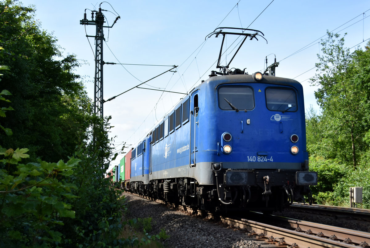 BR 140 in Doppeltraktion der EGP in Front die 140-824-4. Kommend aus Hamburg. Büchener Eisenbahnbrücke 18.07.2017