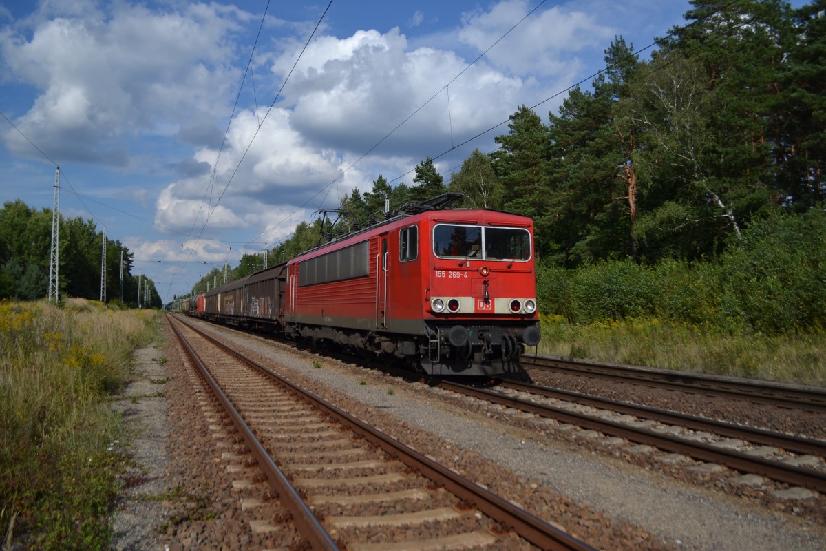 BR 155 am Stellwerk Bnt Biesenthal am 26.08.2014