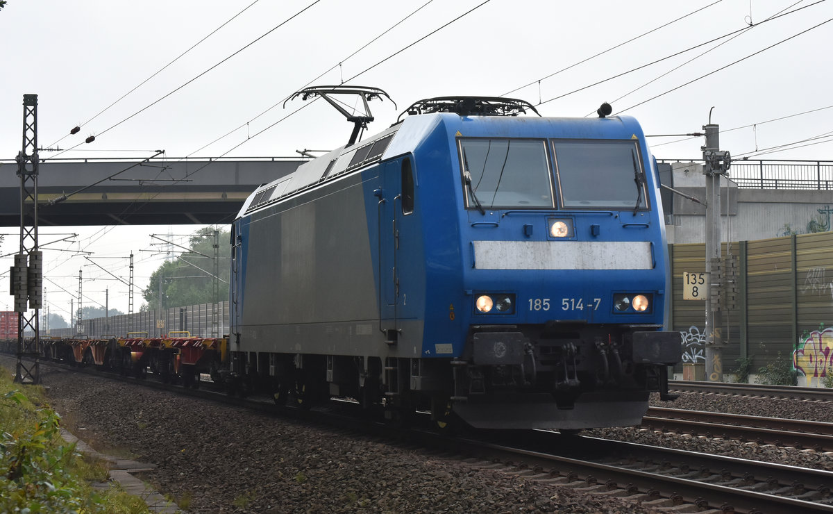 BR 185 514-7 aus dem morgendlichen Dunst, in Richtung Hamburg unterwegs. Höhe Bardowick. 19.09.2017