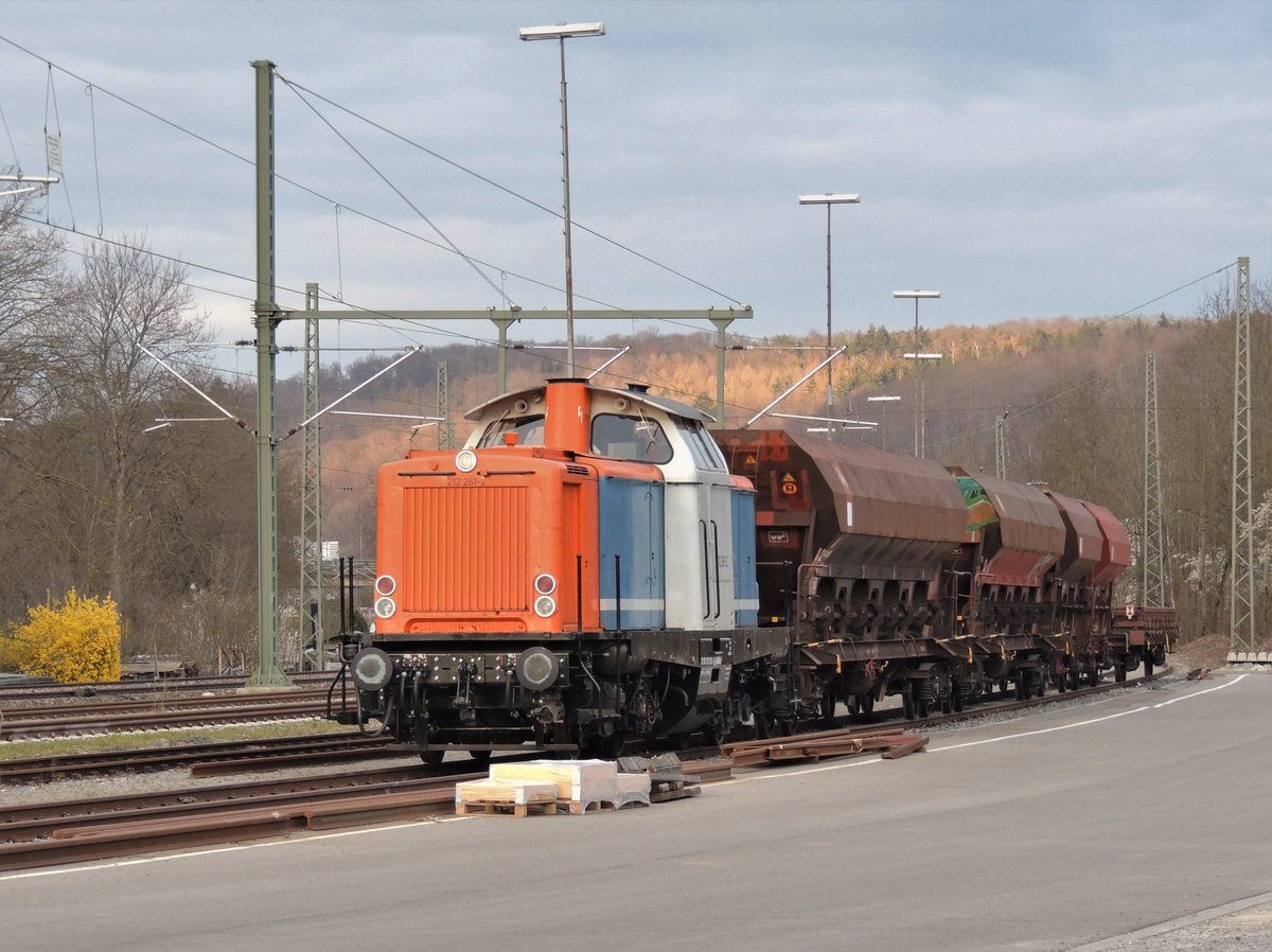 BR 212 261-2 ohne NBE Rail Schriftzug am 27.03.2019 abgestellt in Tübingen.