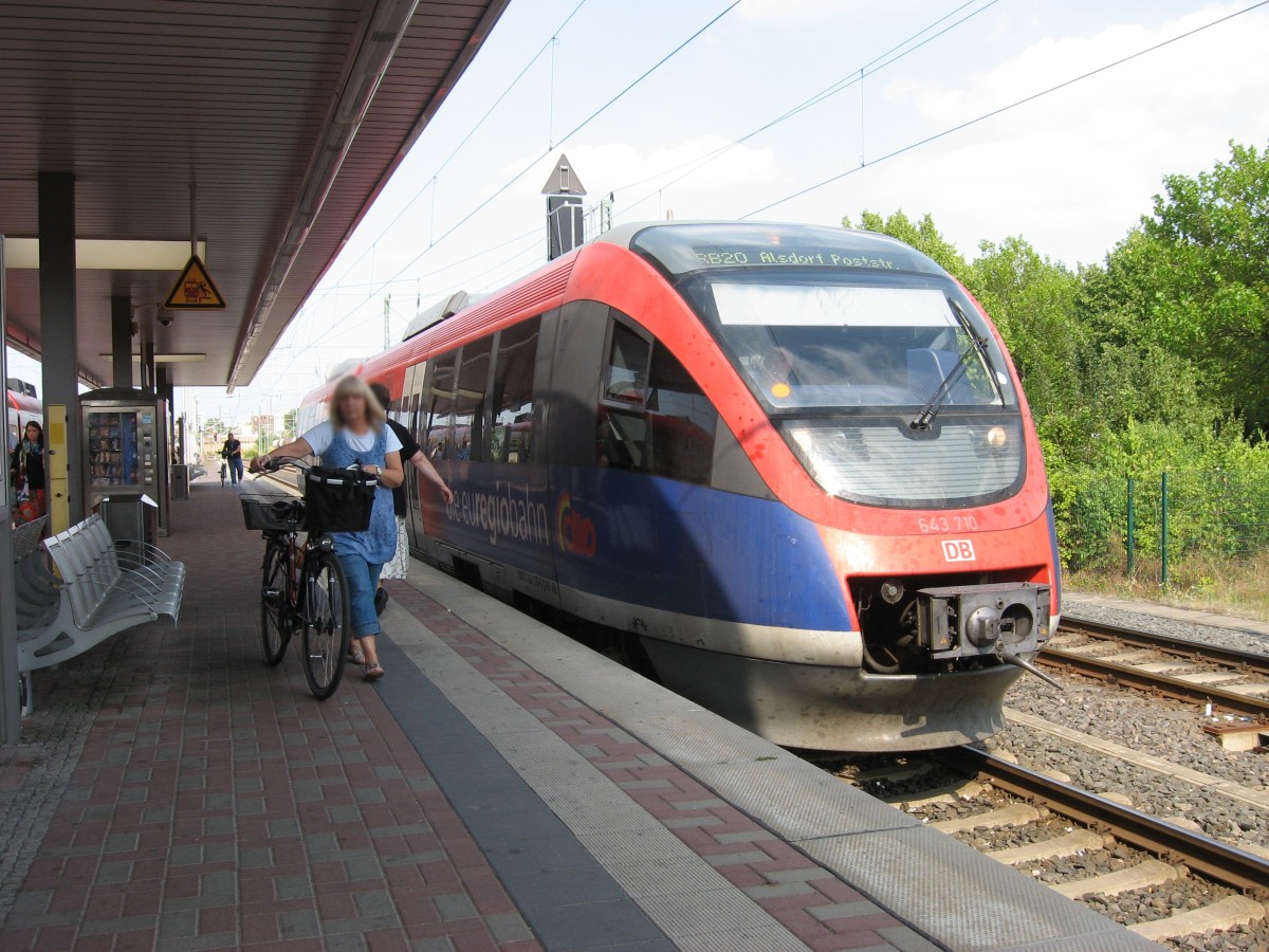 BR 643 710 stand am 23.8.13 als RB 20 Richtung Alsdorf Poststr. in Dren
