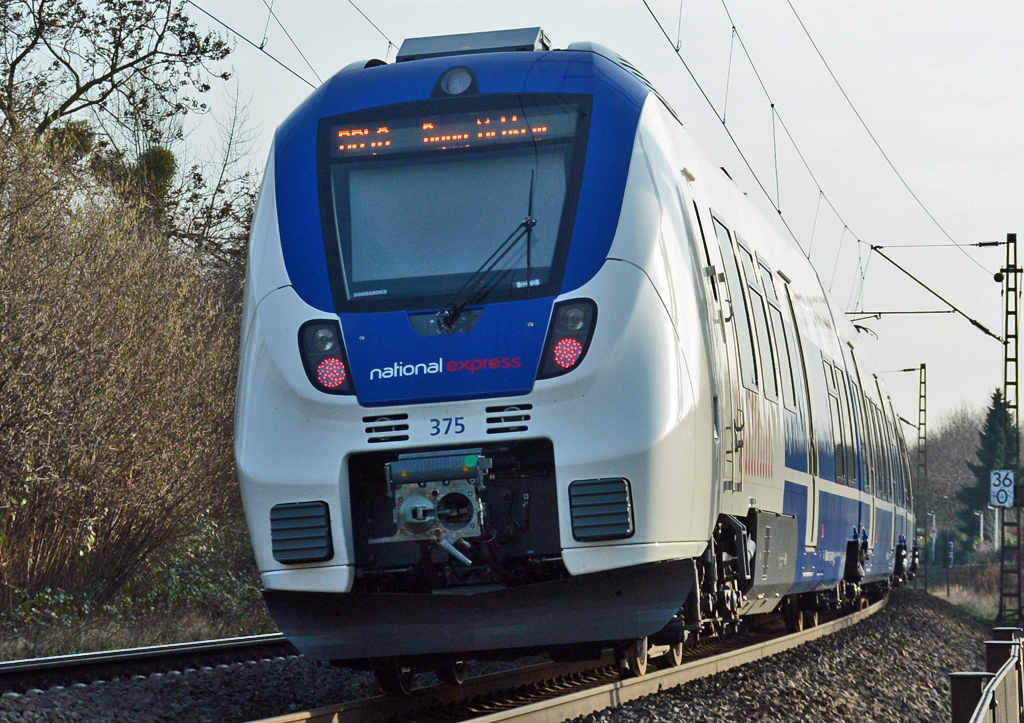 BR 9 442, National-Express Nr. 375 durch Bonn-Friesdorf - 29.12.2015