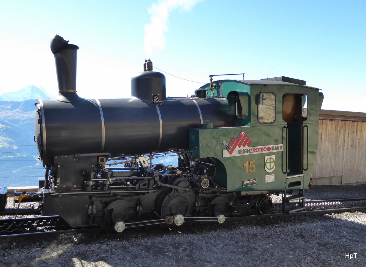 BRB - Dampflok H 2/3  15 auf dem Bergbahnhof des Brienzer Rothorn am 21.09.2015