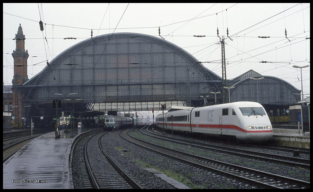 Bremen HBF am 5.3.1995: ICE 401515 um 12.05 Uhr Rtg. Hannover