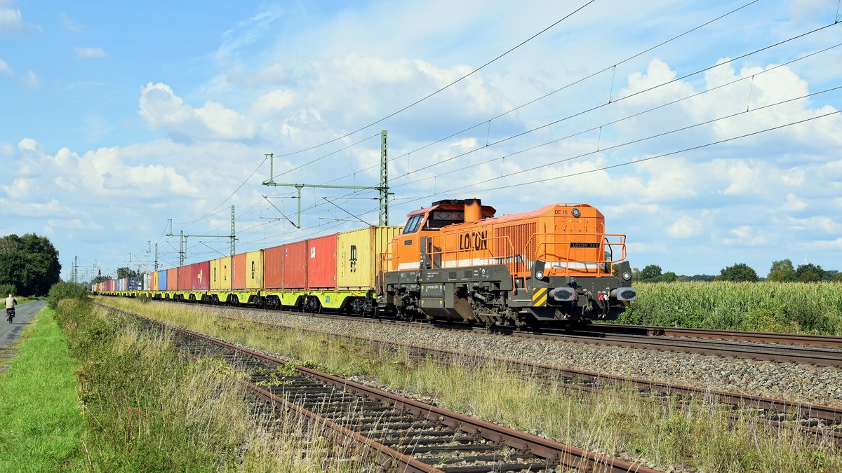 BRLL 4185 030, vermietet an LOCON (323), mit DGS 68735 Bremen-Grolland - Bönen (bei Diepholz, 02.09.2020).