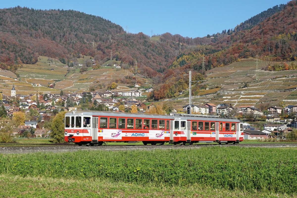 Bt 134 und Be 4/4 102 am 07.11.2015 bei Villy.