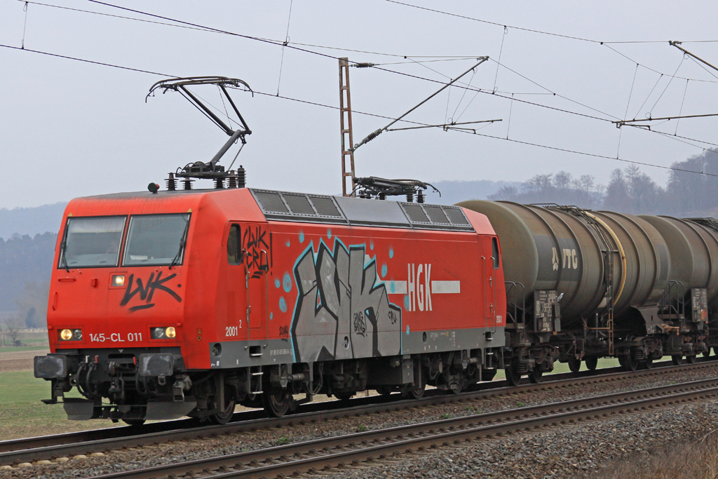 BÜ Km 75,1 HGK 145 CL 011 am 27.02.14  14:50 Uhr in Richtung Göttingen