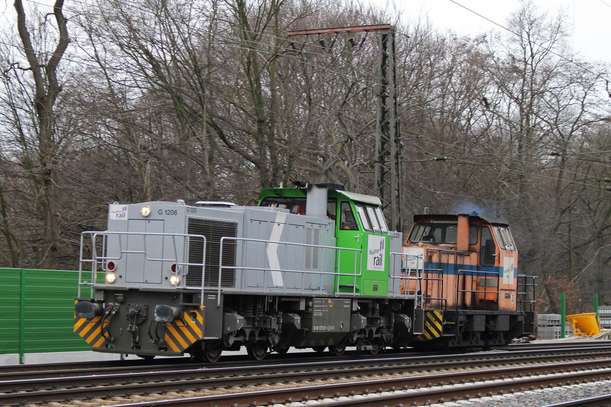 BUVL/DPR 275 021 am 10.2.14 mit DPR Lok30 am Abzw-Lotharstraße in Duisburg-Neudorf.