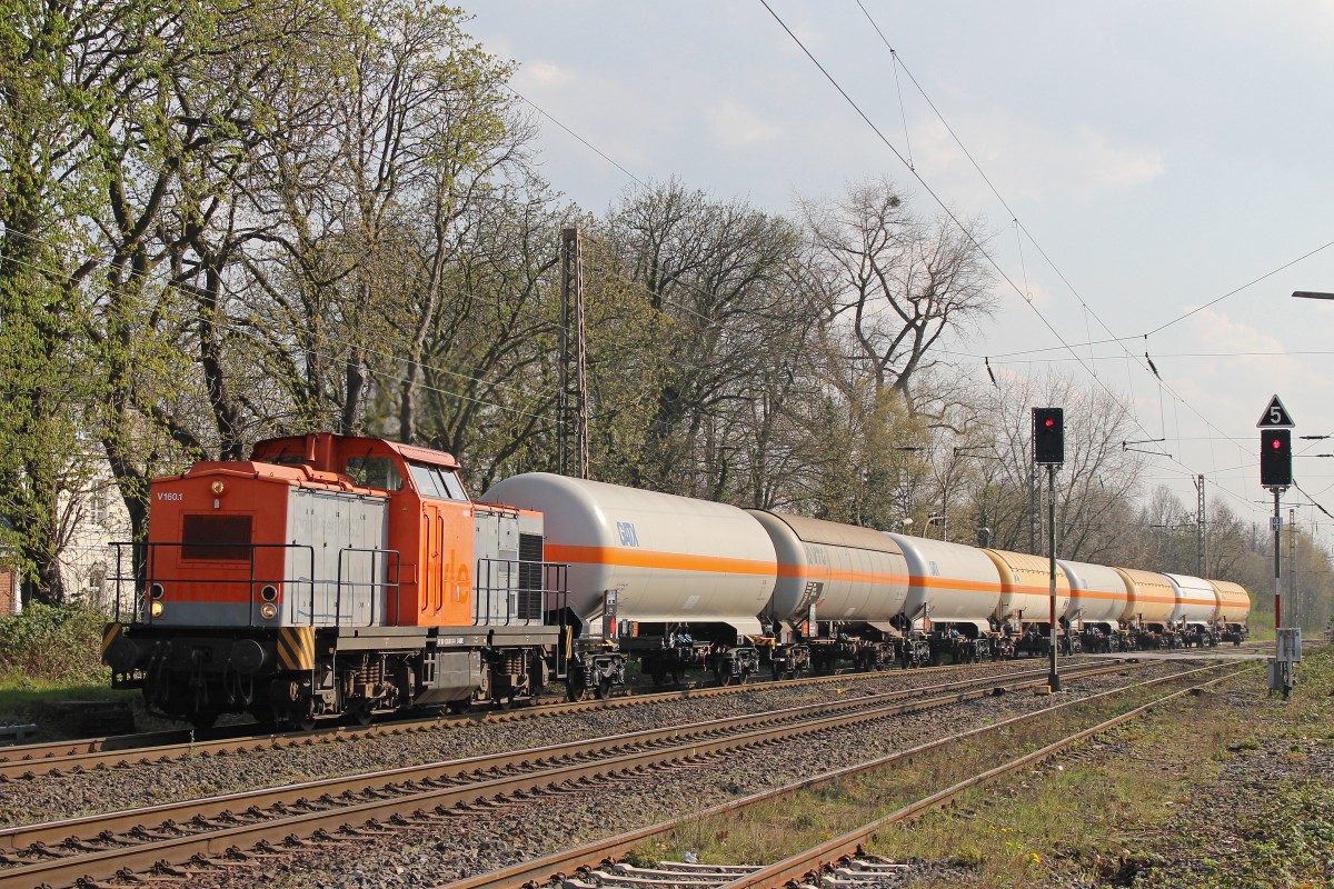 BUVL/LaS 203 012 am 27.3.14 mit einem Gaskesselzug in Ratingen-Lintorf.